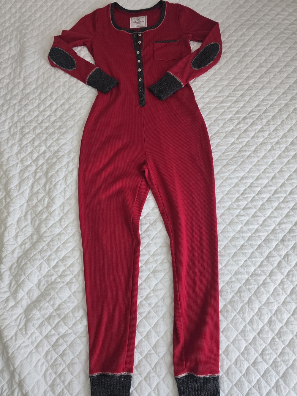 Abercrombie & Fitch Red Sleep Jumpsuit with Dark Gray Trim Sz S